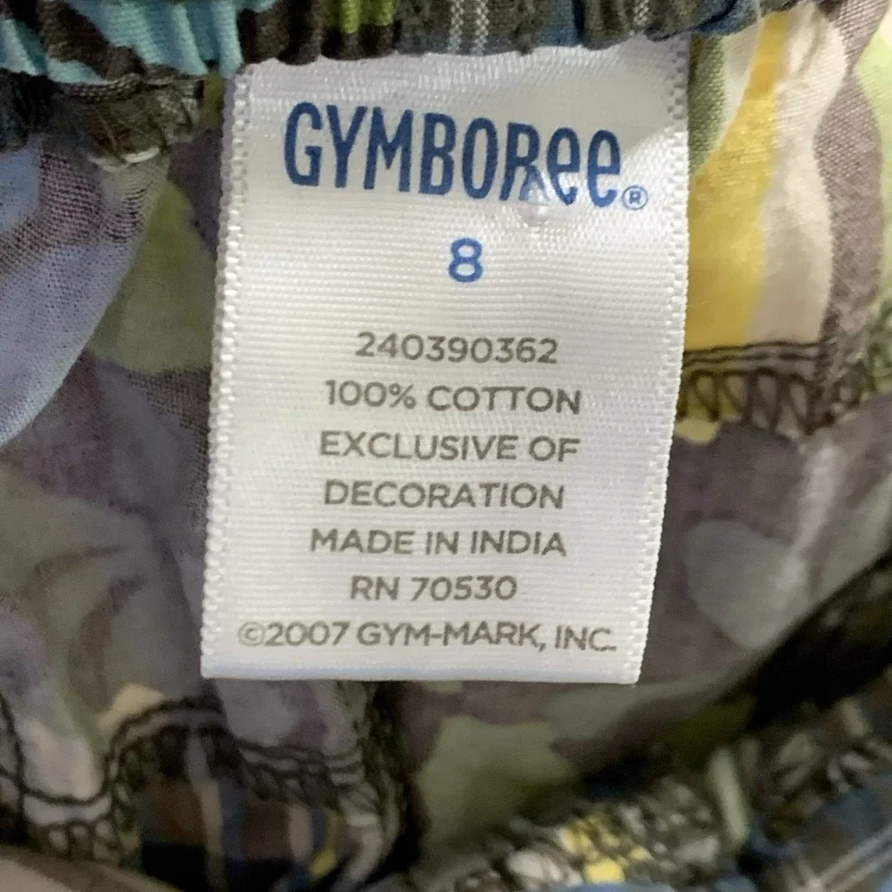 Gymboree Boys Patchwork Madras Plaid/Stripe Bermuda Shorts Green‎ Blue Size 8
